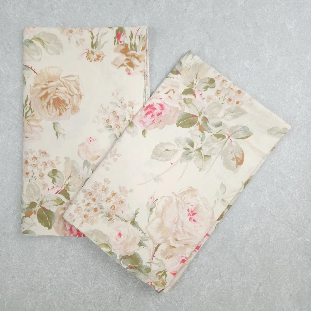 VTG Ralph Lauren Standard Sham Sateen Floral Flange Shabby Romantic Cottage 2pcs